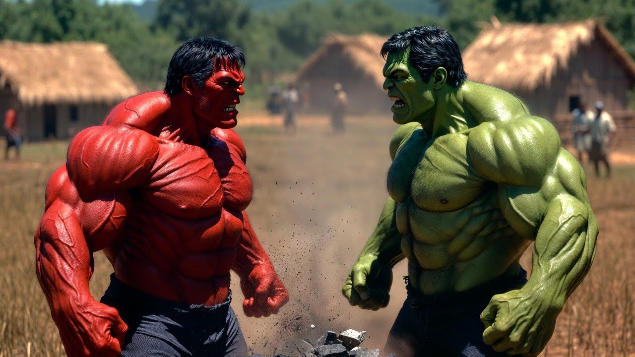 Red Hulk vs Green Hulk 💥 Epic Village Battle | Super Hero Showdown