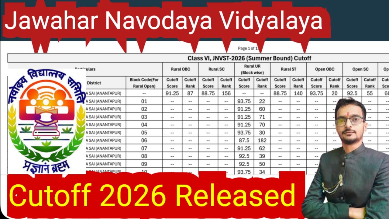 JNV Cutoff 2026 Released | navodaya vidyalaya cutoff 2026 | nvst
