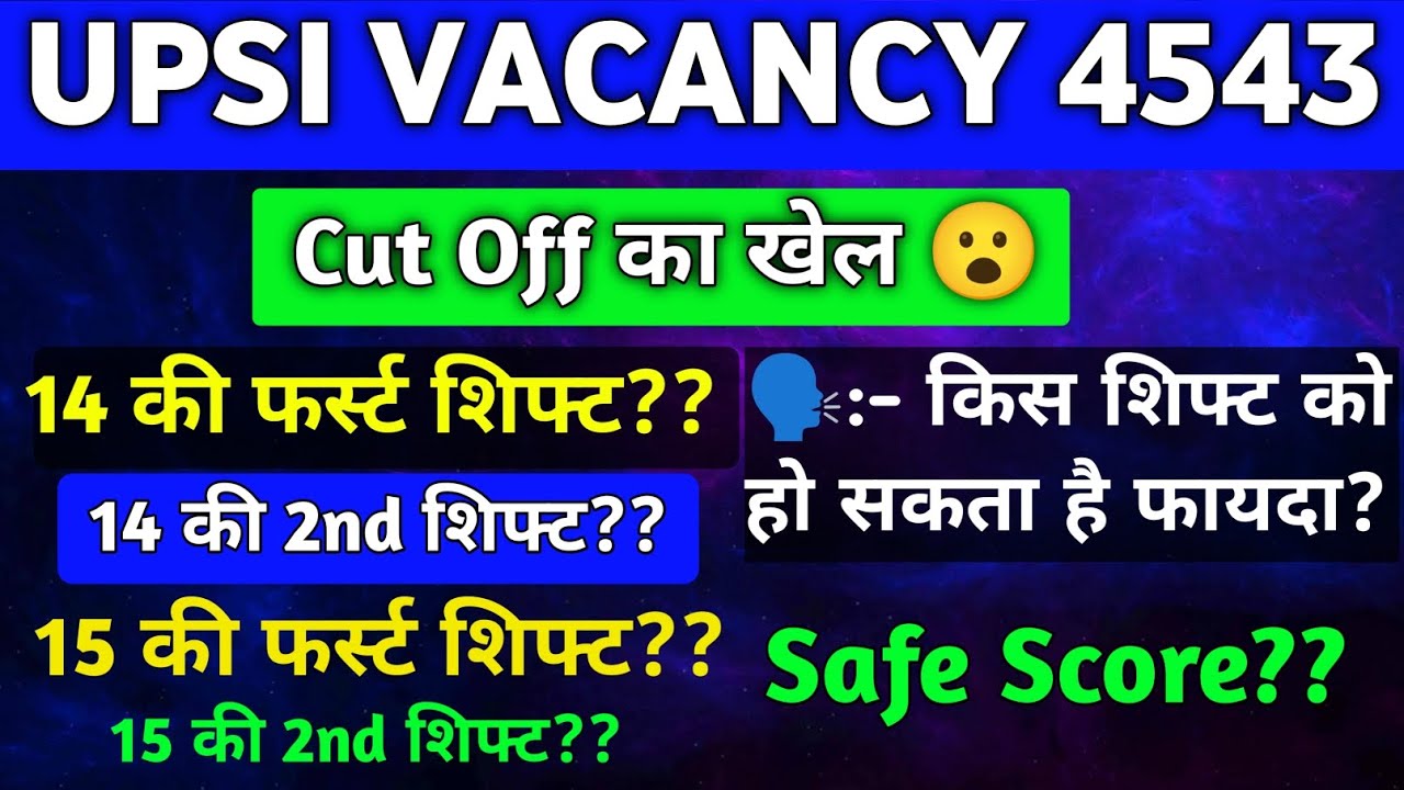 UPSI CUT OFF का खेल 😮|किस शिफ्ट को होगा सबसे ज्यादा फायदा?|Cut Off क्या रह सकती है?|