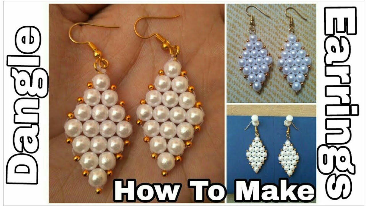How to make Pearl Dangle Earrings || Pearl Earrings Making at Home || Designer Hand Made Earrings ||