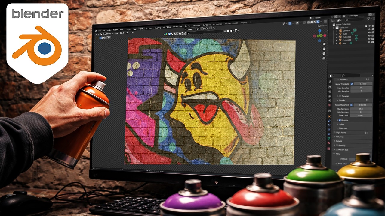 The FASTEST Way to Create Graffiti on a Wall in Blender (F A S T E S T)