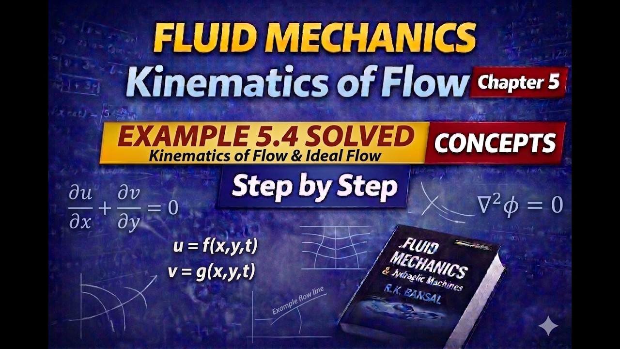 Fluid Mechanics Chapter 5 | Example 5.4— Kinematics of Flow & Ideal Flow (Full Solution)
