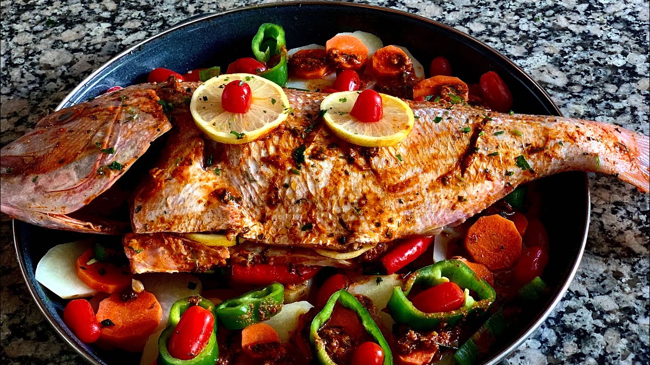 Poisson pageot au four طبق يومي لسمك الپاجوبالخضرفي الفرن