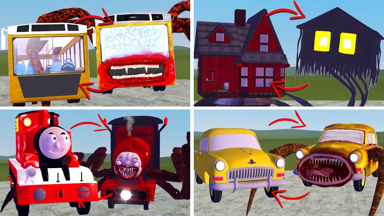 EVERYTHING TURNING INTO MONSTERS : BUS EATER, HOUSE HEAD, CHOO CHOO CHARLES, CAR EATER Garry's Mod