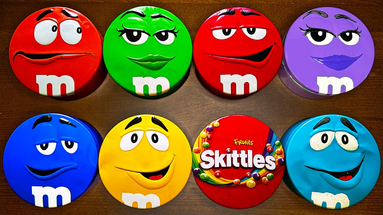 6 Minutes Satisfying Fresh Unpacking Rainbow Skittles & Delicious M&M'S Candy From Bright Tins ASMR