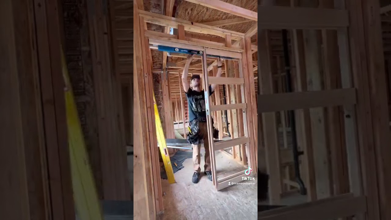 Setting pocket doors.