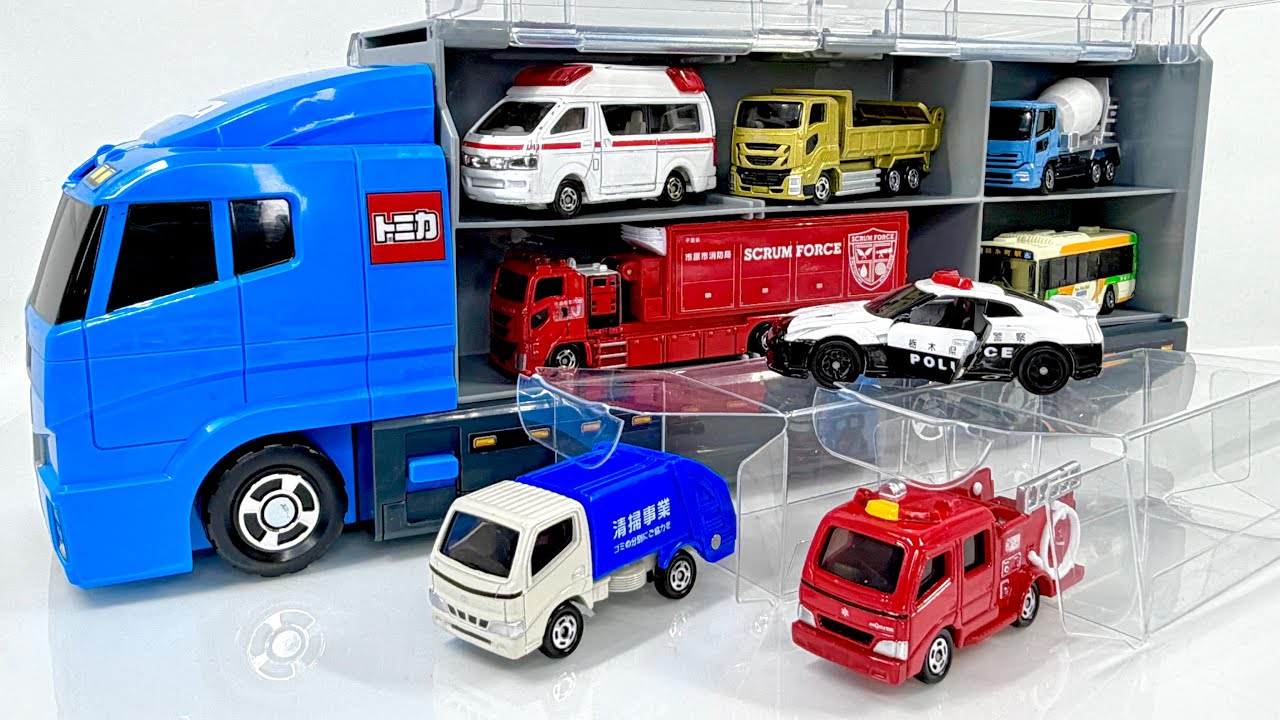 ASMR 10 Types Working Cars Tomica｜Popular Vehicles Unboxing & Organizing into Tomica Convoy 