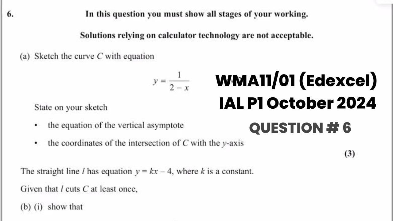 Question 6 | Quadratic Inequalities | WMA11/01 (Edexcel) IAL P1 October 2024, | The Digital Coaching