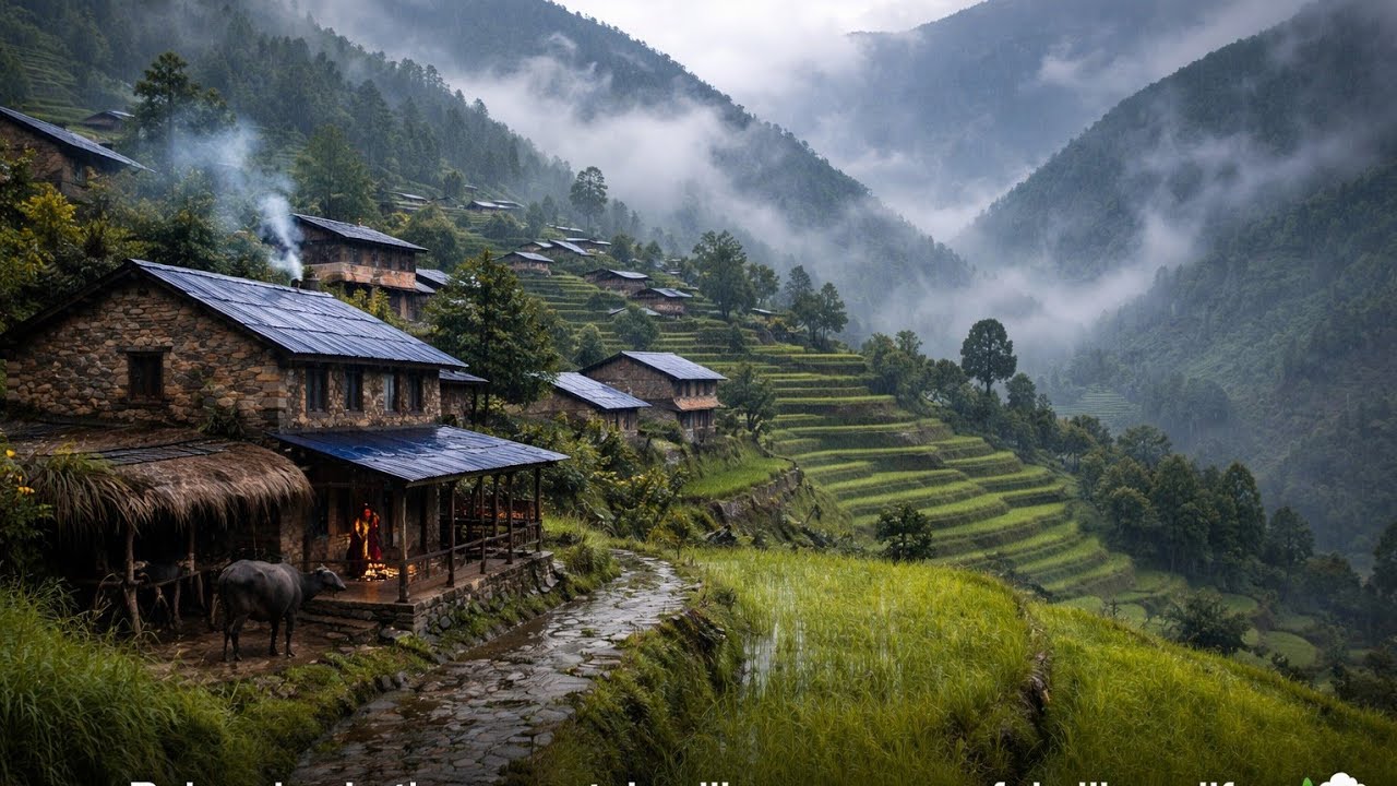 Best Life in A Rainy day in the mountain village || peaceful village life.” 🌿🌧️