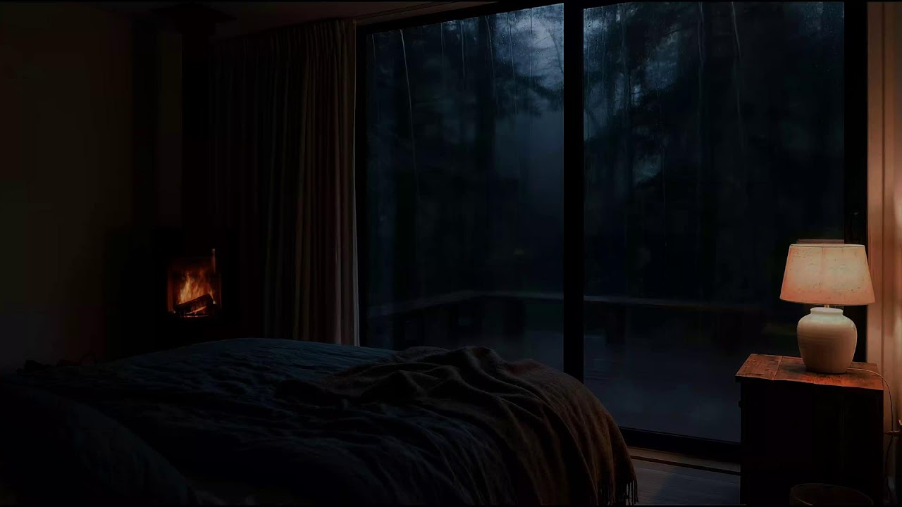 Rain Sound For Sleeping - ASMR Cabin Rain at Night | Forest Ambience