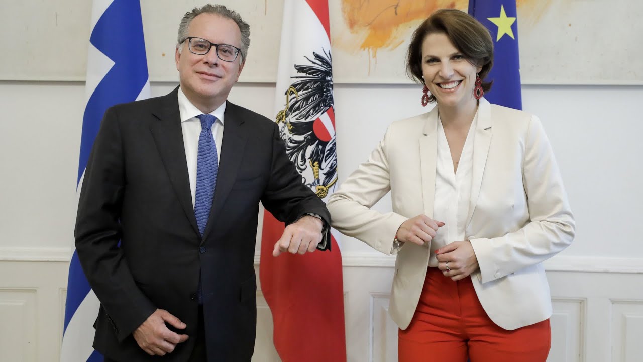 Europaministerin Karoline Edtstadler traf den griechischen Minister Giorgos Koumoutsakos