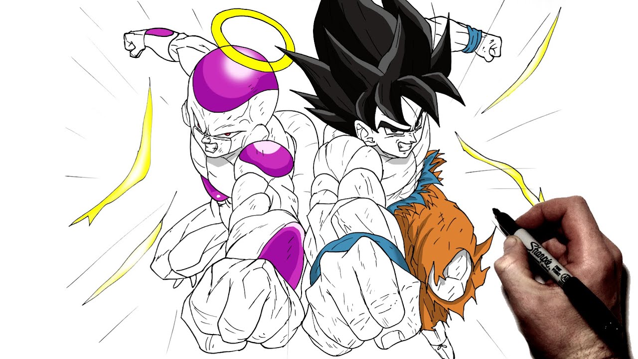 How To Draw Goku & Frieza | Step By Step | Dragon Ball