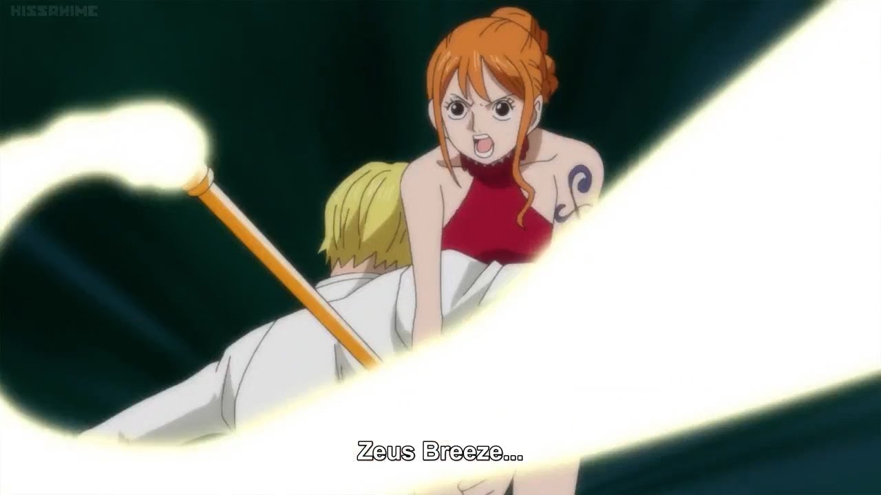 Nami attacks Big Mom with Zeus' Full Power