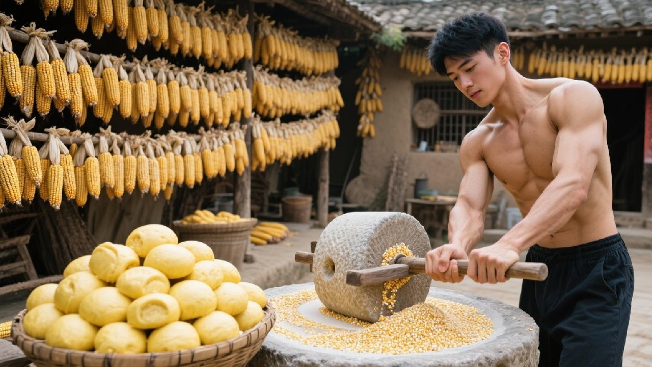 Grinding Fresh Corn Kernels To Create Delicious And Traditional Fermented Sweet Rice Wine!