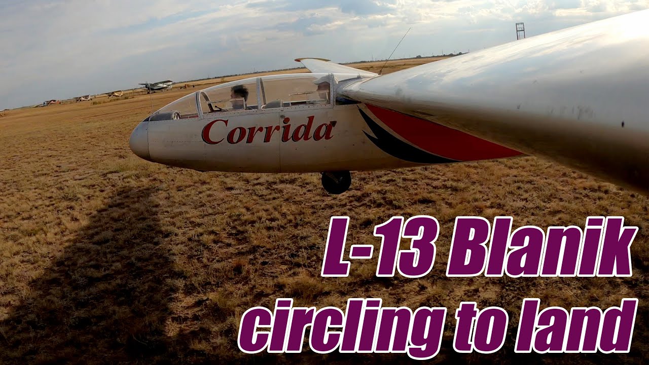 LET L-13 Blanik glider flight training - circling to land (wing cam) [RL]