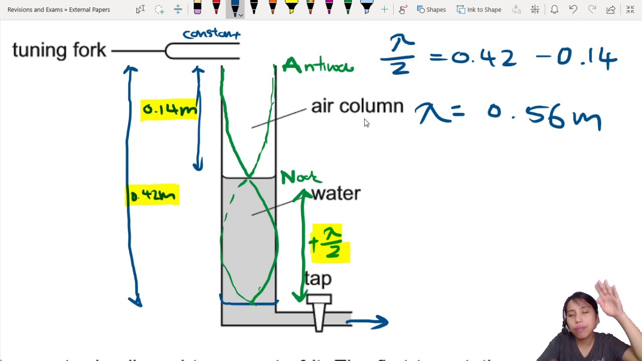 8.1e Ex1 MJ20 P12 Q24 Stationary Wave in Tube of Water | Superposition | CAIE A Level 9702 Physics