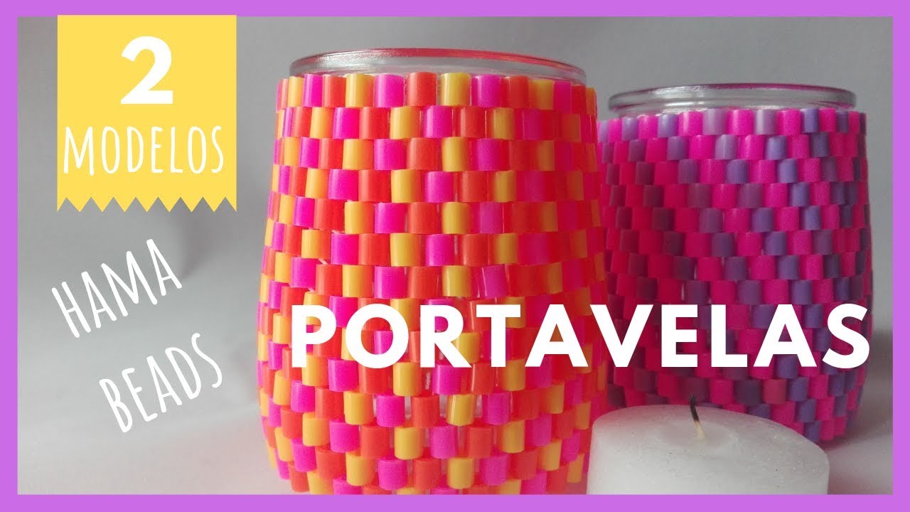 HAMA BEADS PORTAVELAS FÁCIL PASO A PASO EN ESPAÑOL