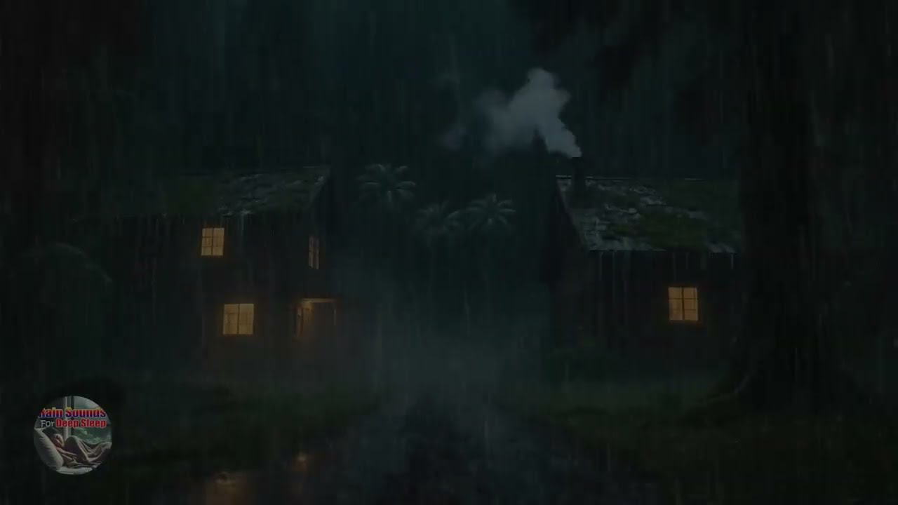 Good Night Sleep  Rainstorm Sounds in a Dark Forest Cabin for Stress Relief 🌧️🌲