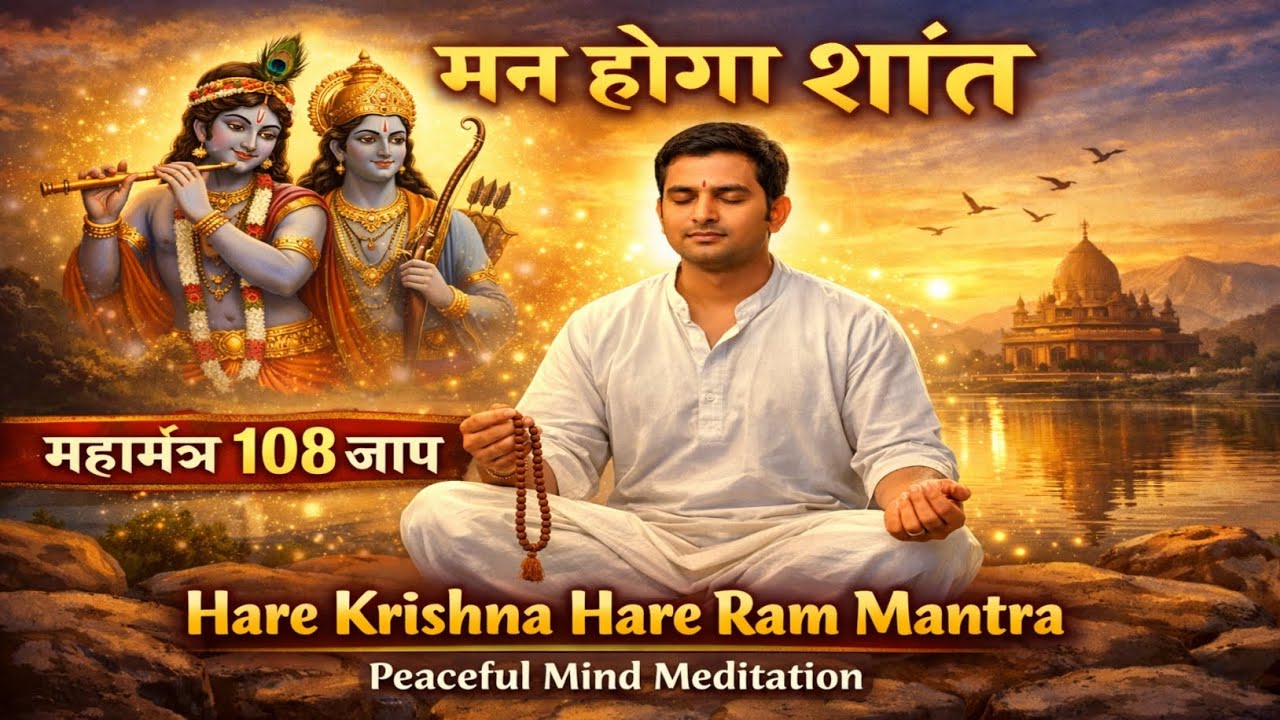 मन होगा शांत | महामंत्र 108 जाप | Hare Krishna Hare Ram Mantra | Peaceful Mind Meditation