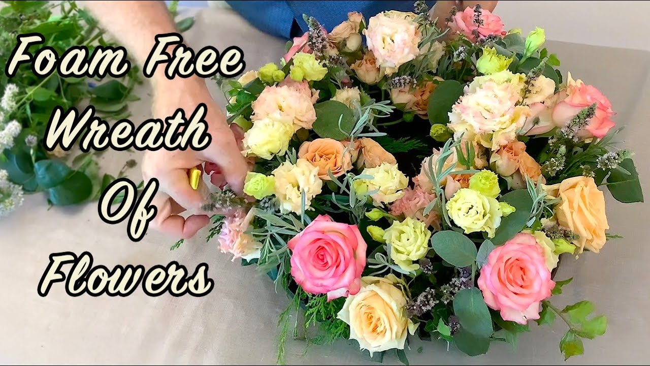 How To Make a FOAM FREE Floral Ring Of Flowers With Reusable Base