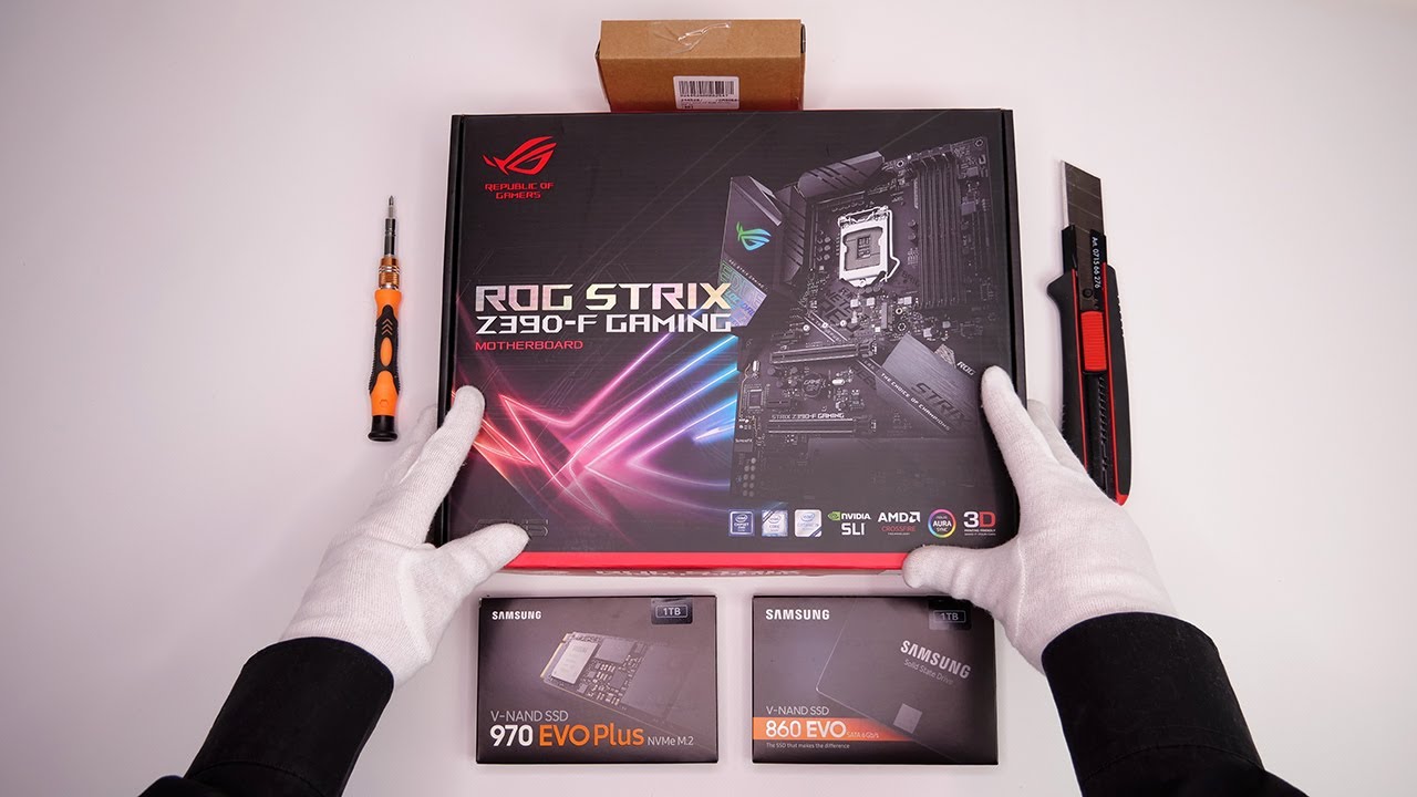 i9 9900K Unboxing: Asus ROG Strix Z390-F Gaming, Samsung 860 EVO 970 & Evo Plus | How to install