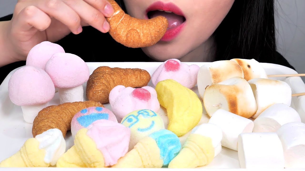 ASMR MARSHMALLOW 마시멜로우 리얼사운드 먹방 咀嚼音マシュマロを食べる音 音フェチ韓国 social eating mukbang show
