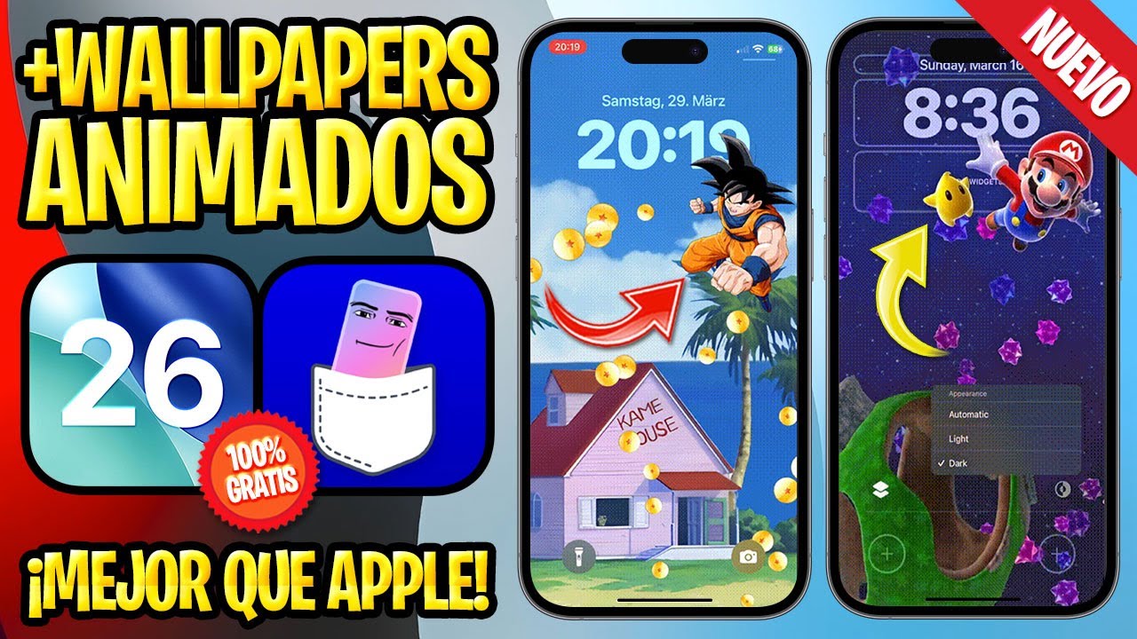NUEVOS FONDOS ANIMADOS PARA TODO iOS 26, 18 y 17 ✅ TUTORIAL POCKET POSTER GRATIS Y SIN PC (Nugget)