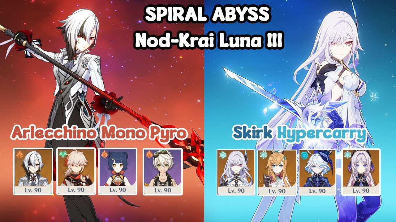 C0 Arlecchino Mono Pyro & C0 Skirk Hypercarry  Floor 12 | Spiral Abyss  Genshin Impact Luna III