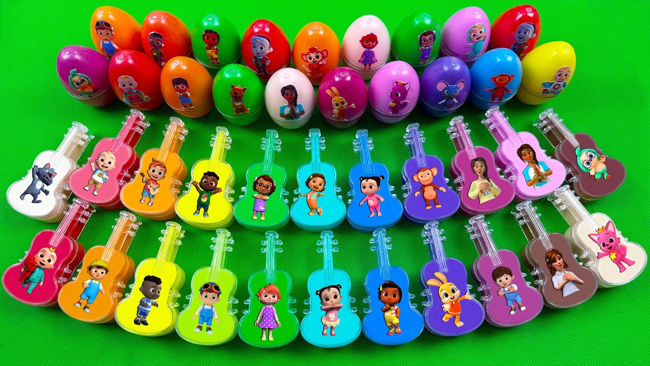 Cocomelon Rainbow Slime Party! JJ, TomTom, YoYo, Cody, Jeni & Hogi Mix Colors 💕 Satisfying ASMR 💖