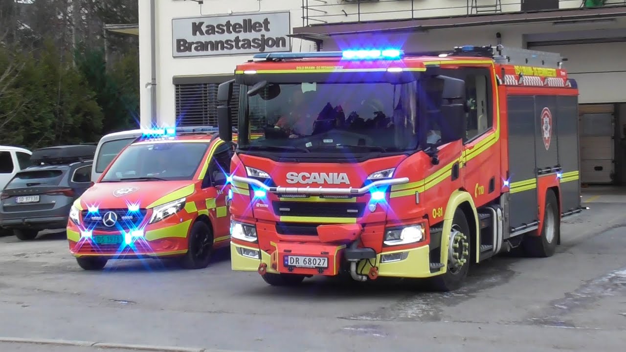 Oslo fire department responding at Kastellet | Brannvesen på utrykning i Kastellet i Oslo
