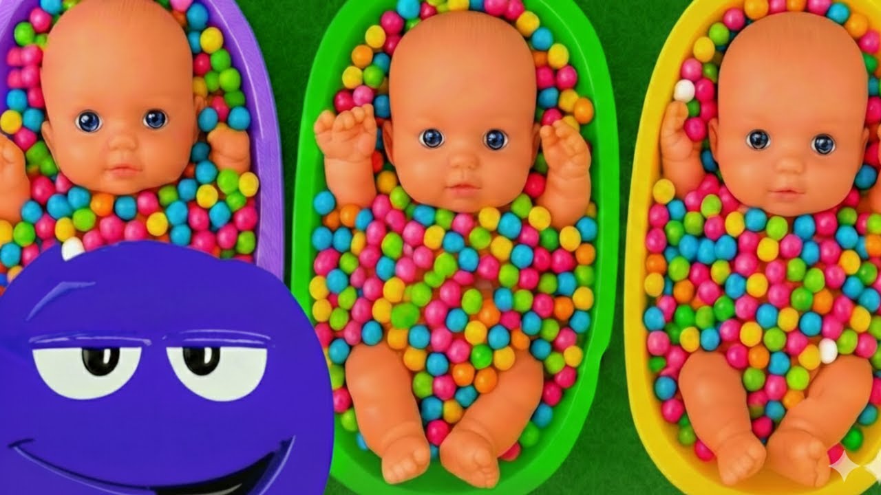 Full of 3 Rainbow BathTubs Candy with M&M's & Magic Slime Cutting Video