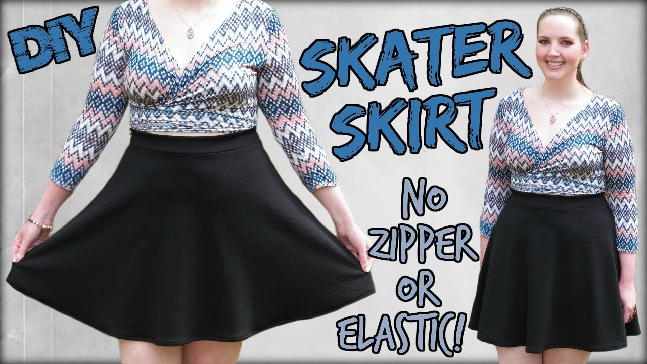 How to Make a Skater Skirt EASY! | No Zipper or Elastic | Sewing Projects for Beginners