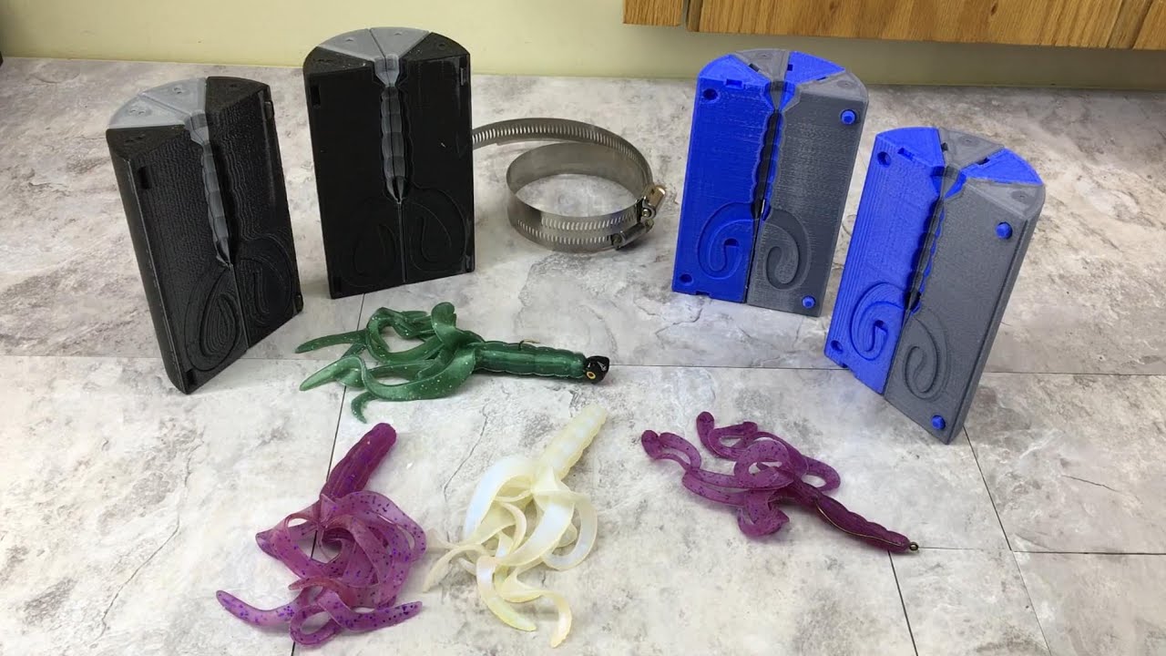 The Octoworm - 8 piece 3D Printed Soft Plastic Fishing Lure Mold