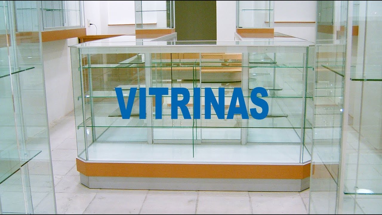 Vitrina de aluminio, vidrio y madera