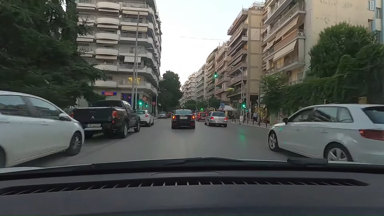 Greece Τhessaloniki city - evening drive
