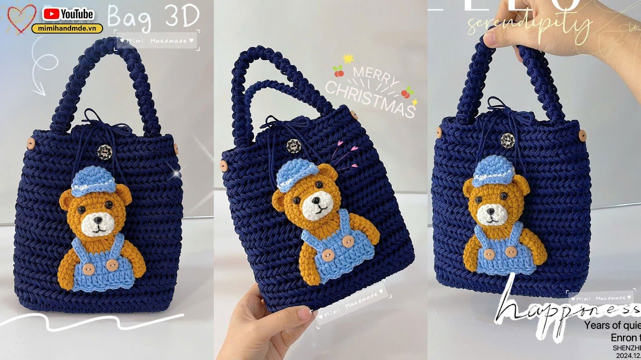 Móc Túi Gấu 3D Siêu Đẹp | Part 1 🧸 Crochet Bear 3D Bag | Mimi Handmade