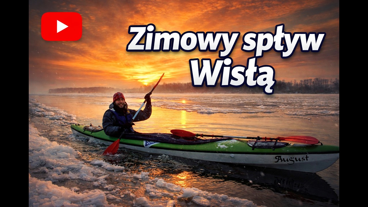 Zimowy spływ Wisłą.