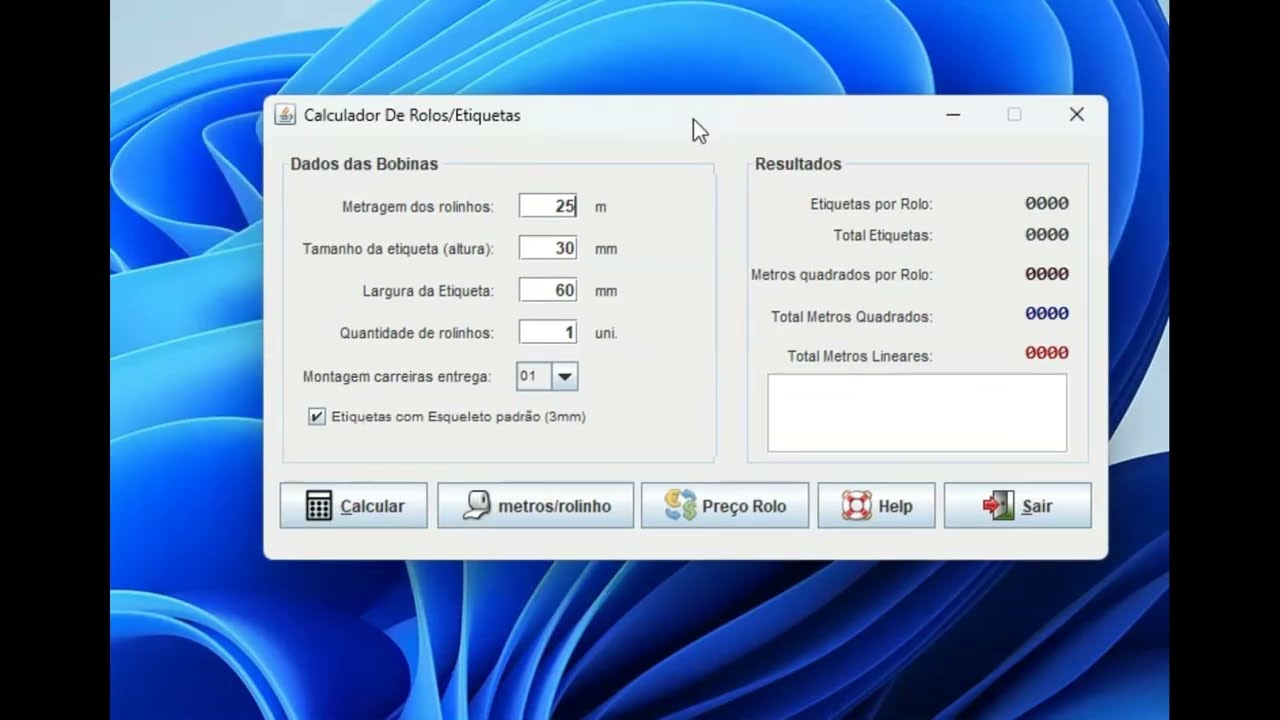calcula rolinhos - com o programa Calcula Variáveis Flexo