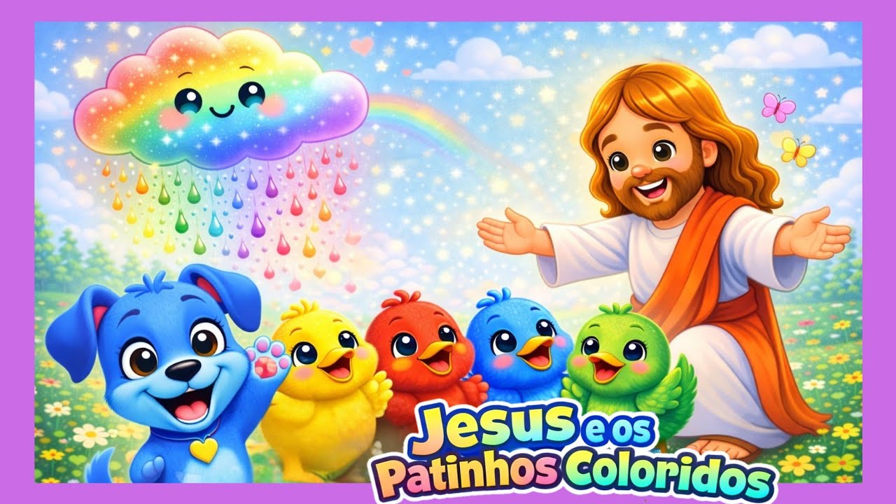 Jesus e os Patinhos Coloridos. Música Gospel Infantil Divertida. 
