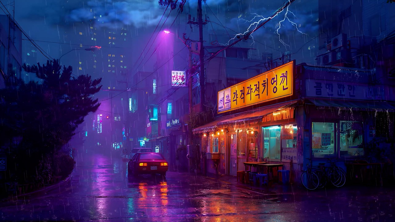 Rainy Nights at an 80s Café ☔ Lofi Beats to Focus & Work