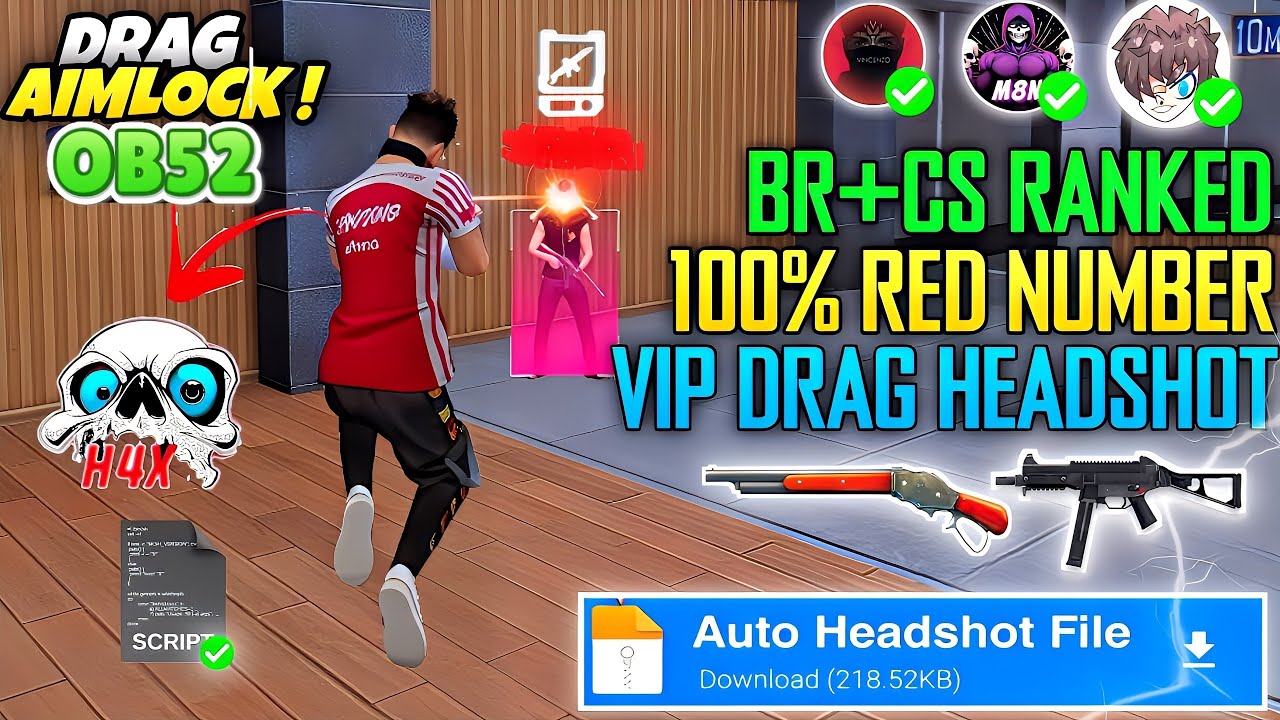 Drag Headshot + Npc Name File OB52 Update Config File Free Fire Headshot Config File OB52 Update