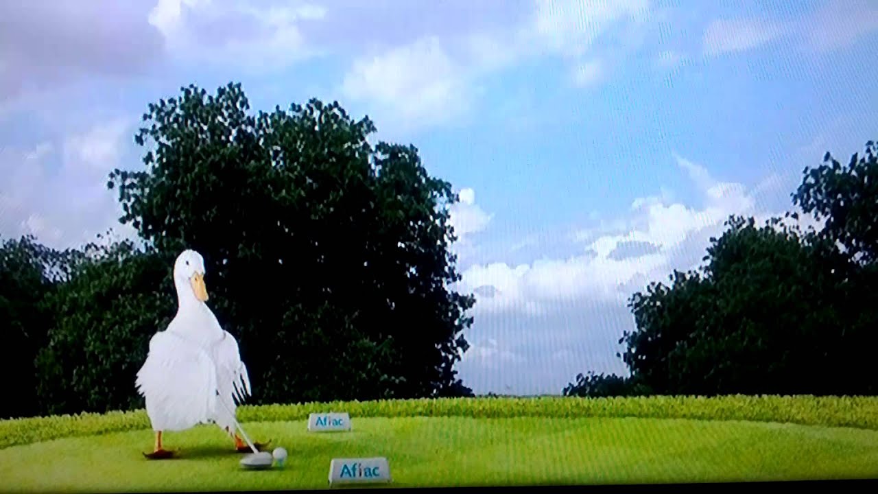 Nick Faldo analyzing the Aflac duck's golf swing