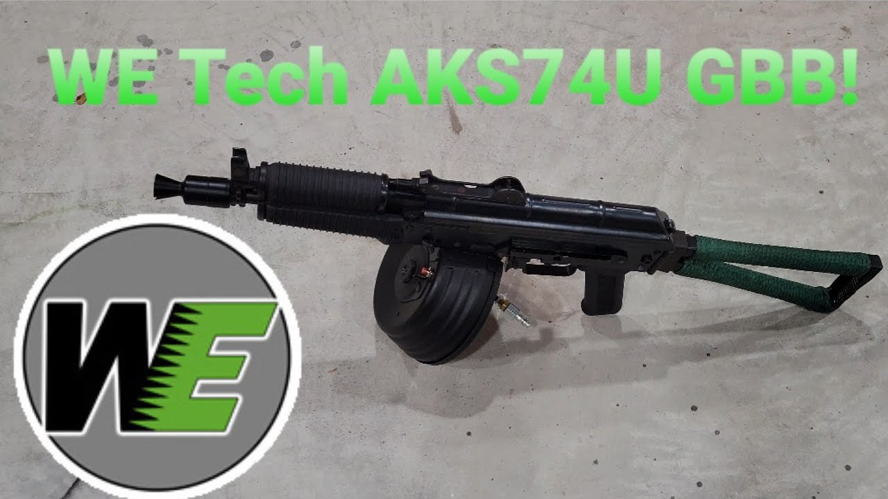 WE Tech AKS74u GBB with drum mag and full auto shooting!!