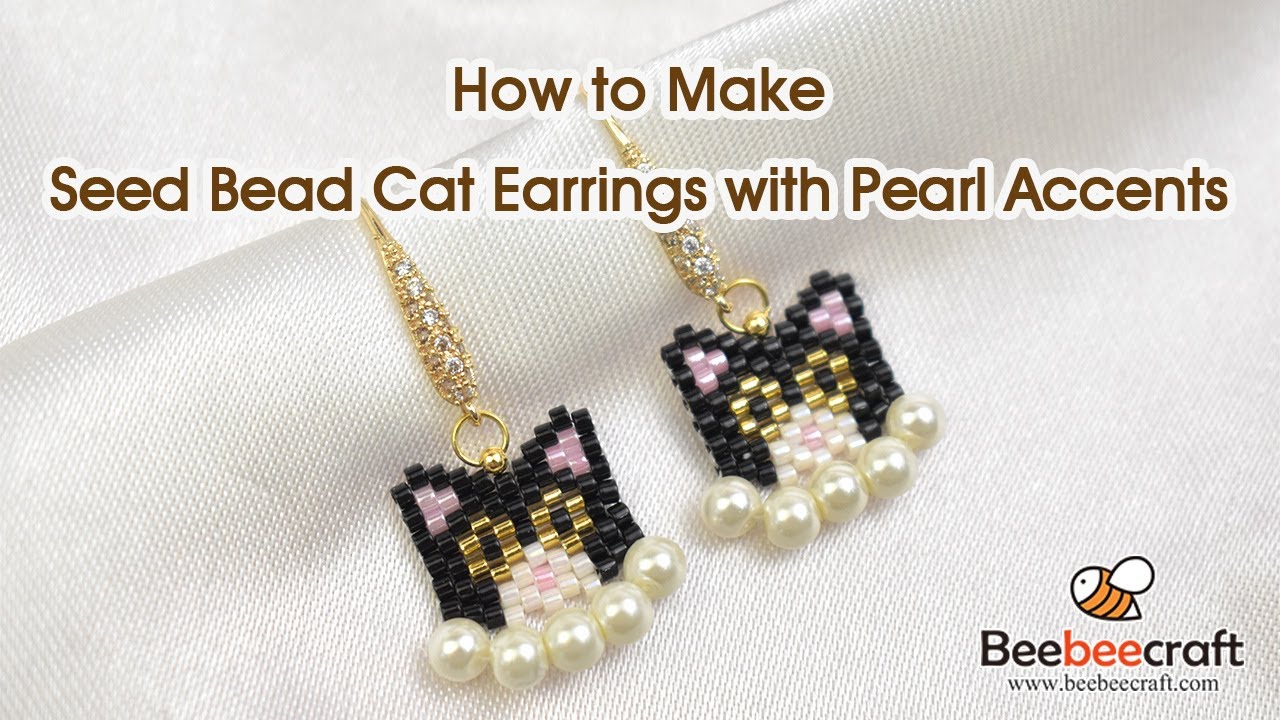 How to Make Seed Bead Cat Earrings with Pearl Accents