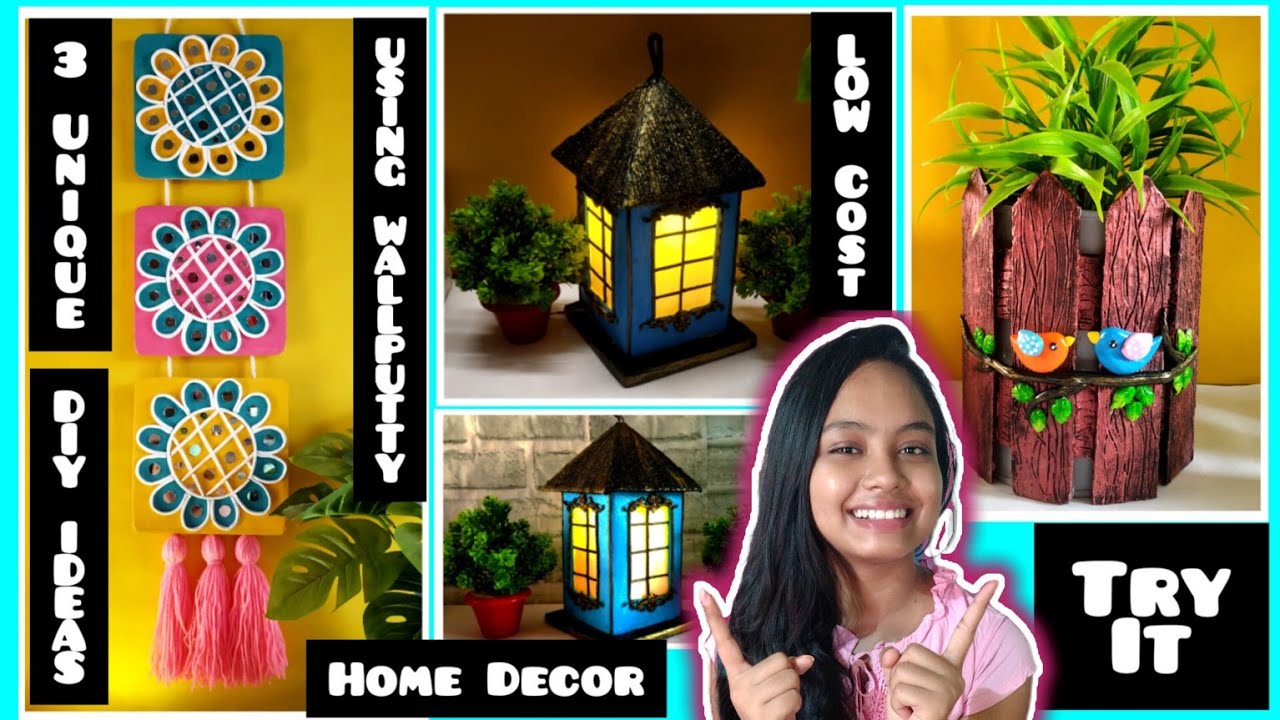 3 unique home decor ideas |Home  decor diy using wallputty |Low cost Home decor| Barsha's Handmade