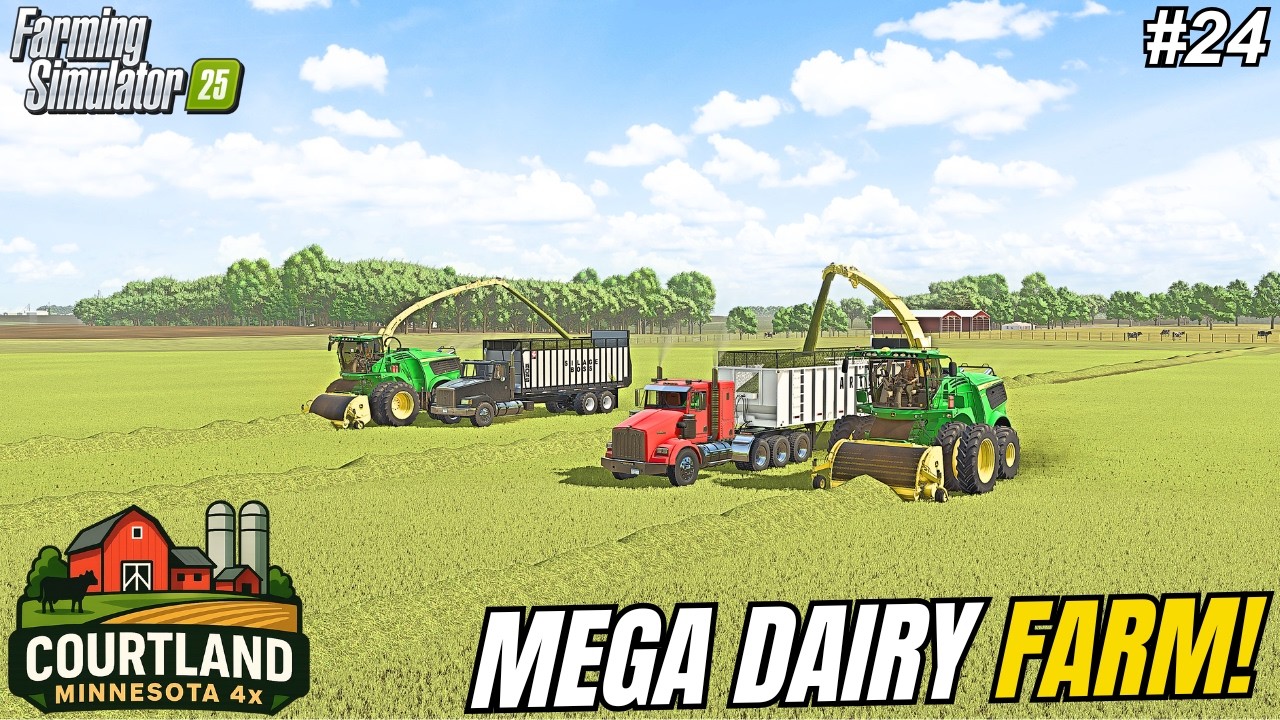 FIRST GRASS SILAGE HARVEST ON THE $15,000,000 AMERICAN MEGA FARM! | Courtland, MN | FS25 #24