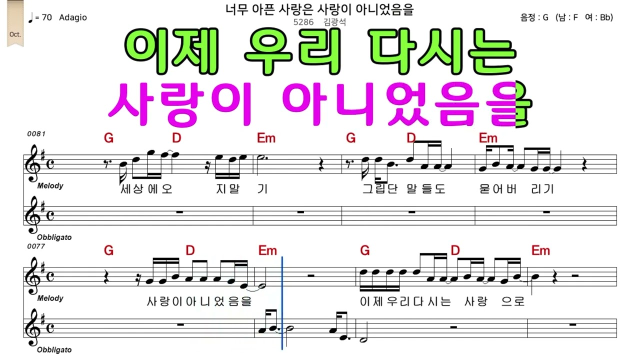 너무아픈사랑은사랑이아니었음을 김광석 악보와 노래