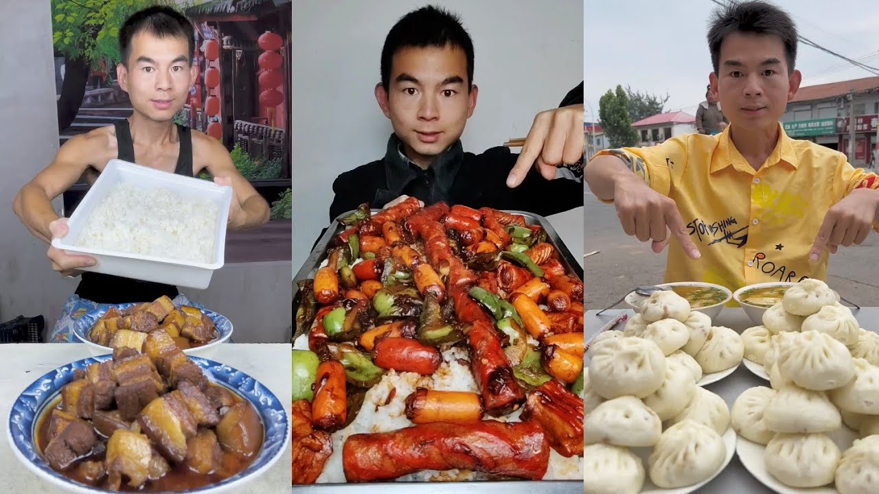 Mukbang Foodie Meat 🍖🥓 Pork Chicken 🍗 Noodles 🍜 with Chinese food #mukbang #pork #noodles #eating 