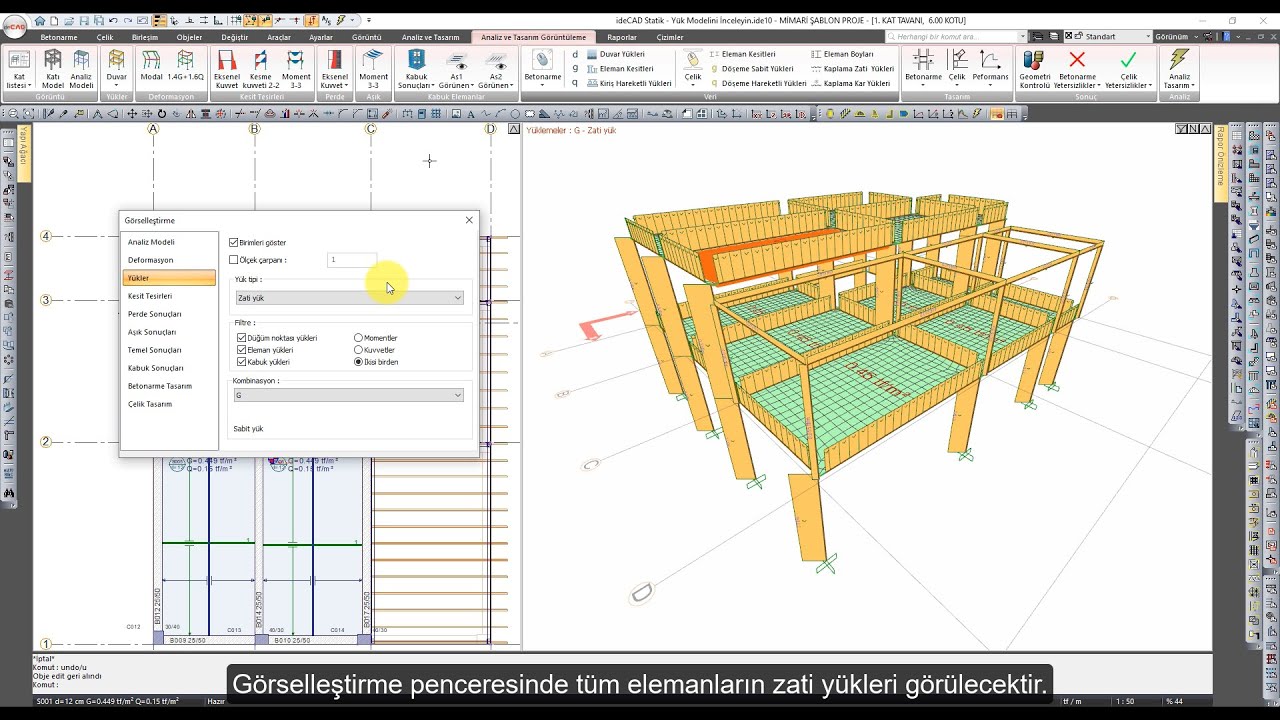 ideCAD Statik | Yük Modelini İnceleyin - ideCAD Yapı Bilgi Modellemesi