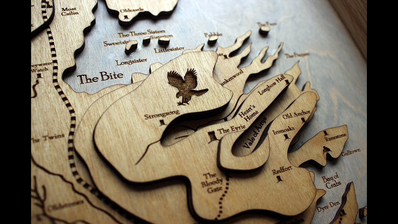 Game of Thrones: Westeros Topographic Wood Map